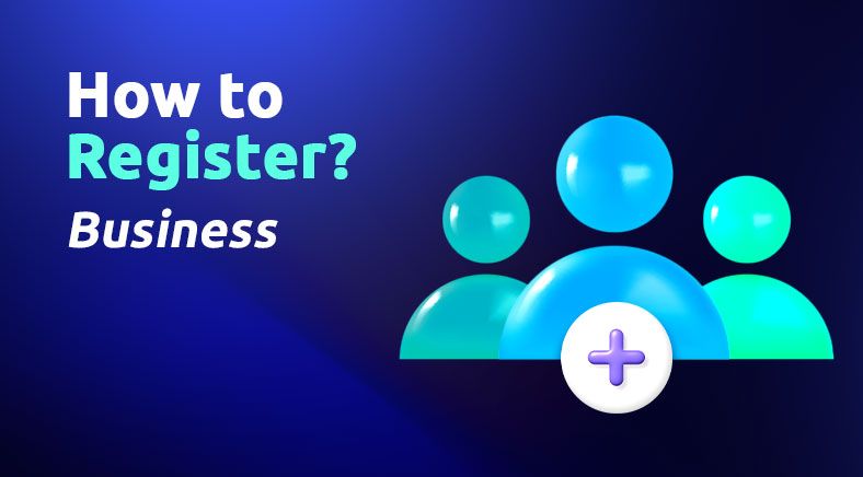 english text on the left side about registration and icons on the right side 400x700